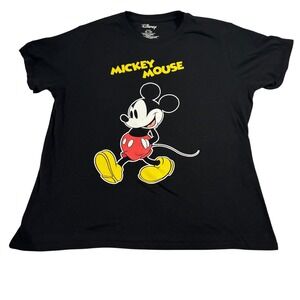 Disney Mickey‎ Mouse Graphic Tee Black Cotton Blend T-Shirt XL